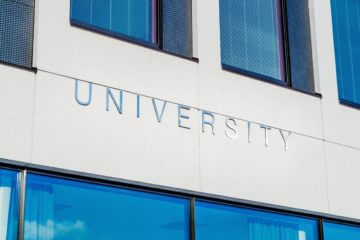 University sign on building