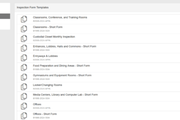 Dashboard listing inspection form templates.