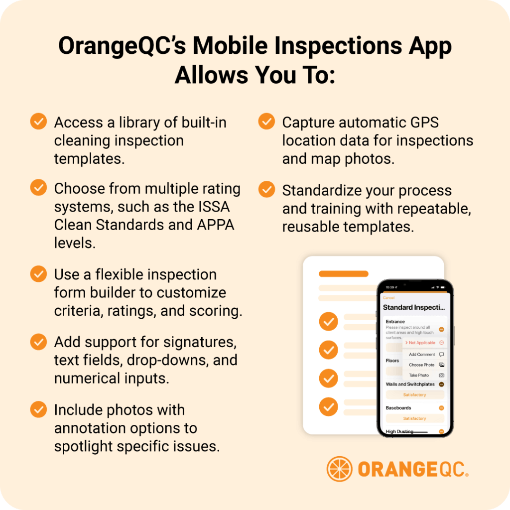 What’s included in an OrangeQC mobile inspection template?