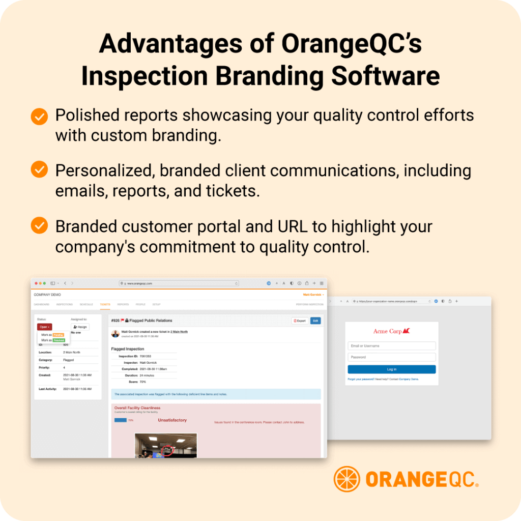 Advantages of OrangeQC’s Inspection Branding Software.