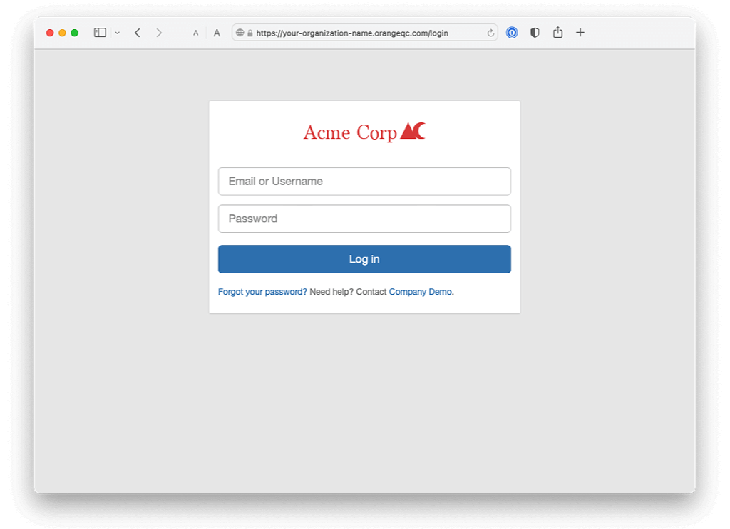 OrangeQC personalized web app.