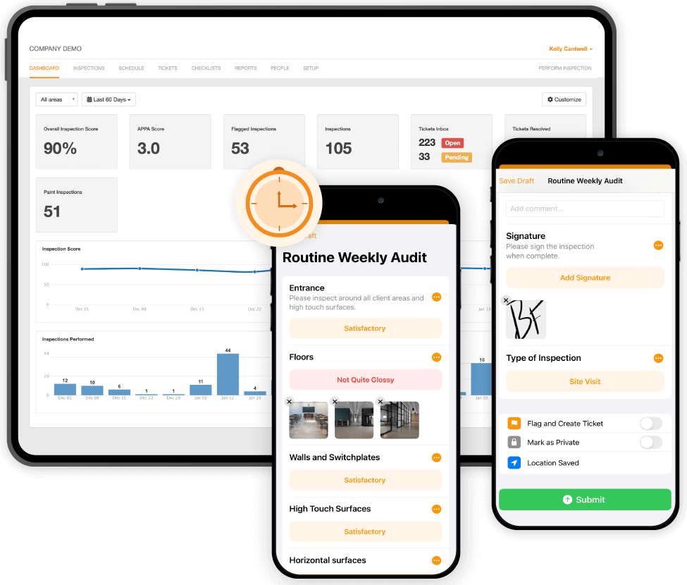 Request a demo of OrangeQC’s janitorial inspection software.