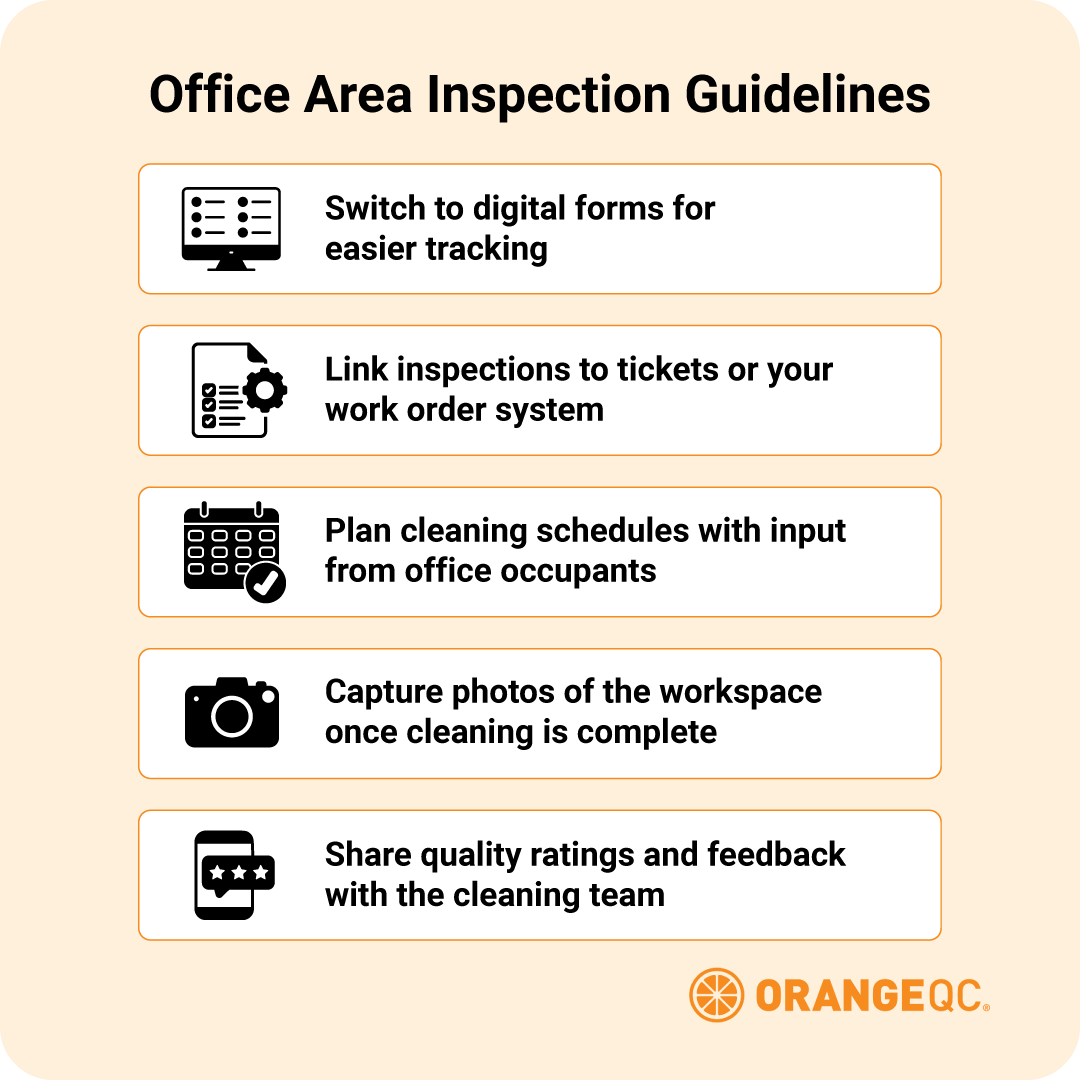 How to perform office cleaning and maintenance inspections.