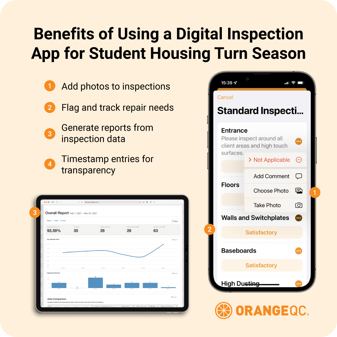 Benefits of using a student housing inspection app for turn season