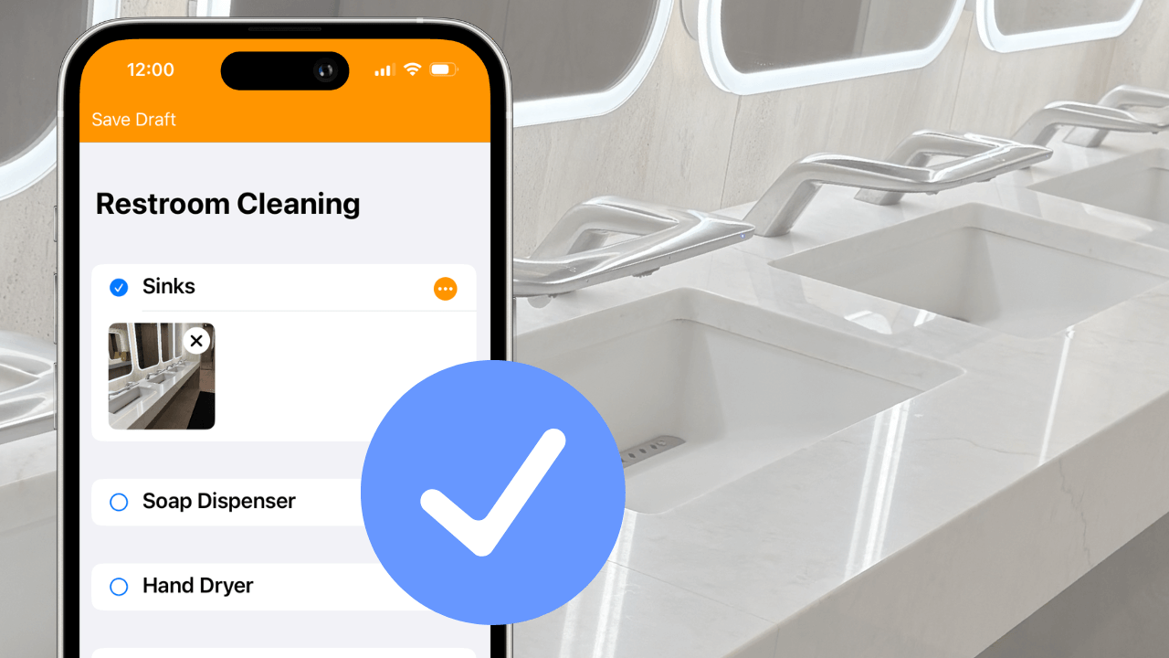 Restroom checklist with sink marked off.