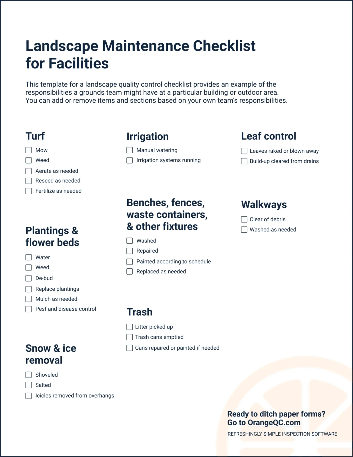 An image of the commercial landscape maintenance checklist featured above.
