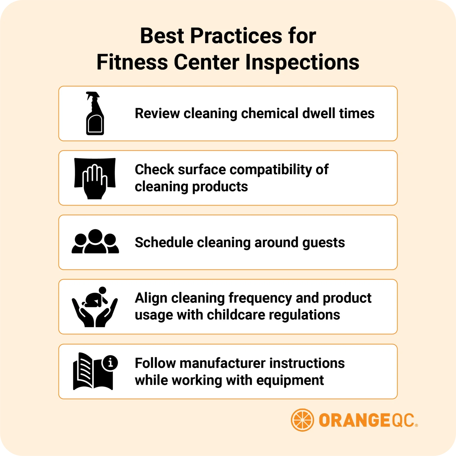 An image with best practices for fitness center inspections referenced in the text above.