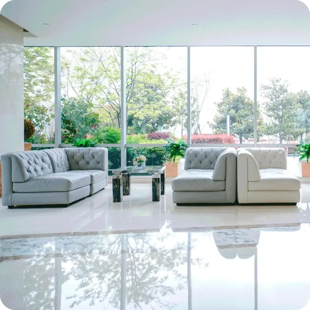A photo showing a lounge, illustrating a well-maintained public area.