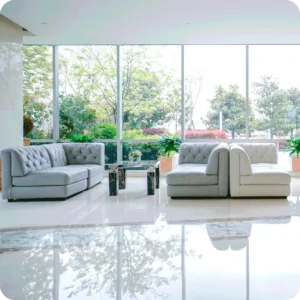 A photo showing a lounge, illustrating a well-maintained public area.